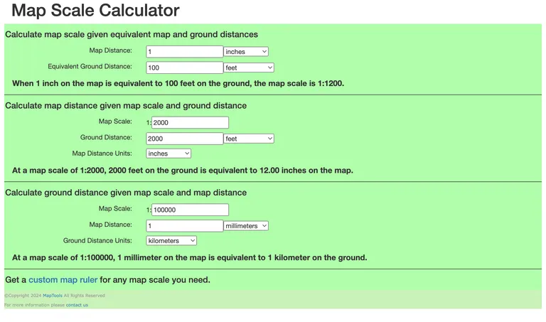 Map Scale calculator screenshot