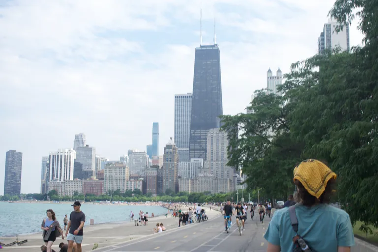 Chicago skyline from the lake front trail