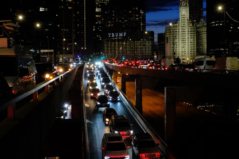 lots of cars at night