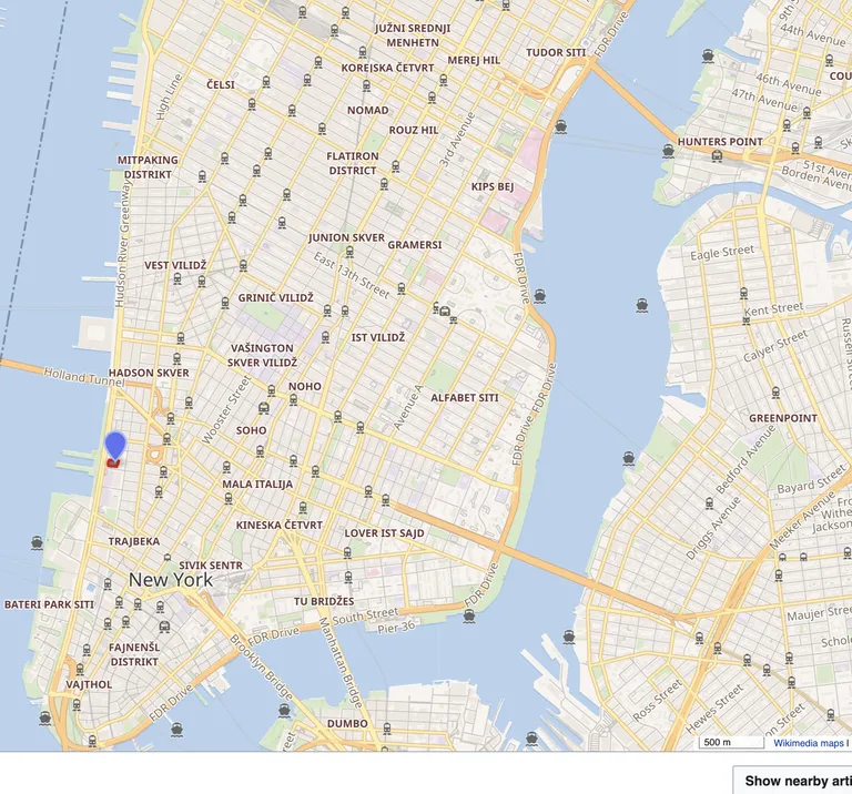 Manhattan map with Turkish neighborhood labels